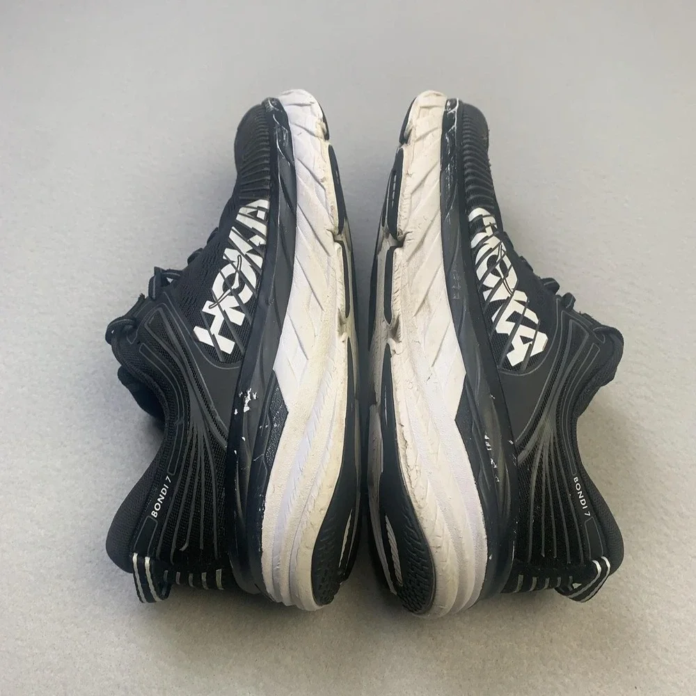 Hoka One One Bondi 7 Shoes Mens Size 10.5 Black Cushioned Running Sneakers